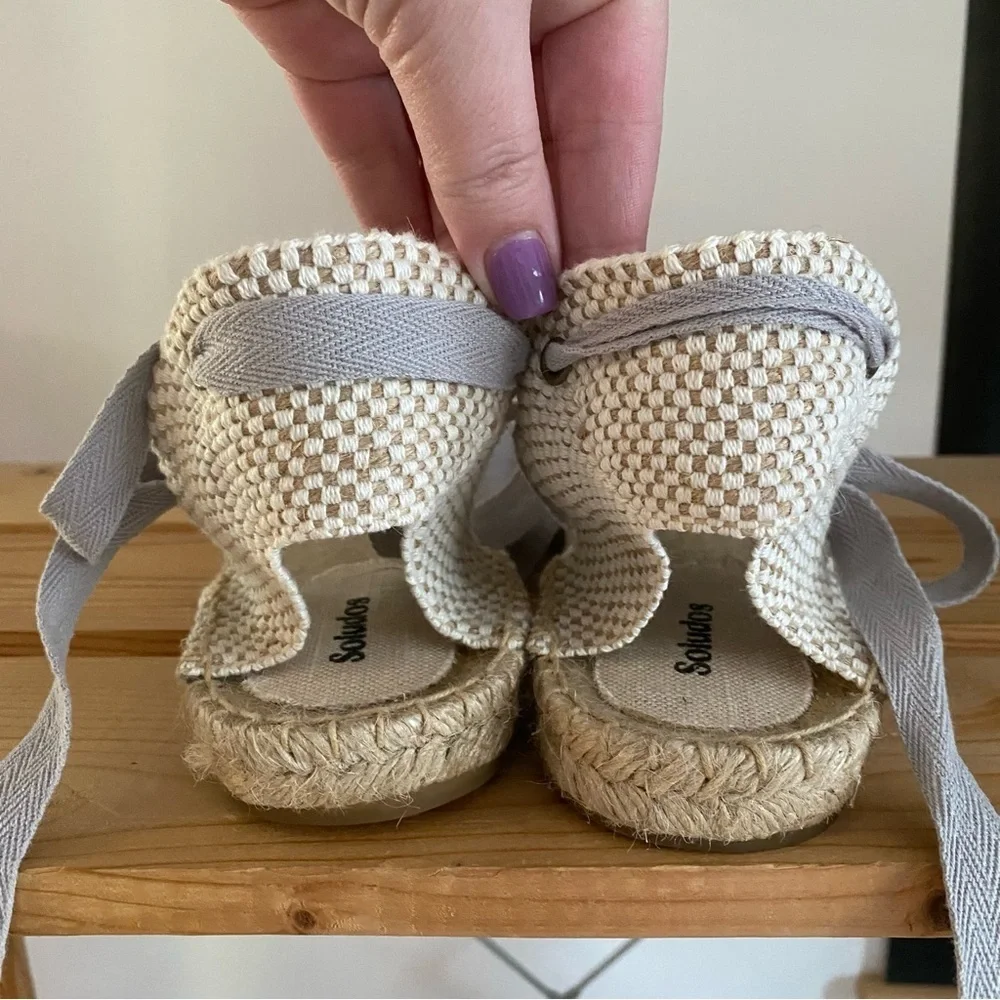 Soludos Gray Lauren Lace Up Espadrille Shoes 9.5